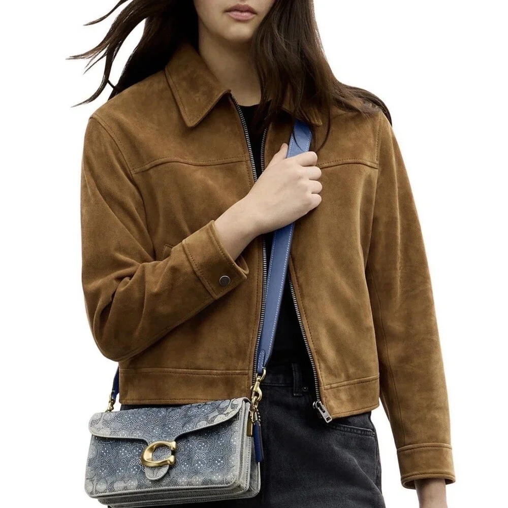 COACH Denim Crystal Tabby 26 Signature Print Crossbody Shoulder Bag Ships Today